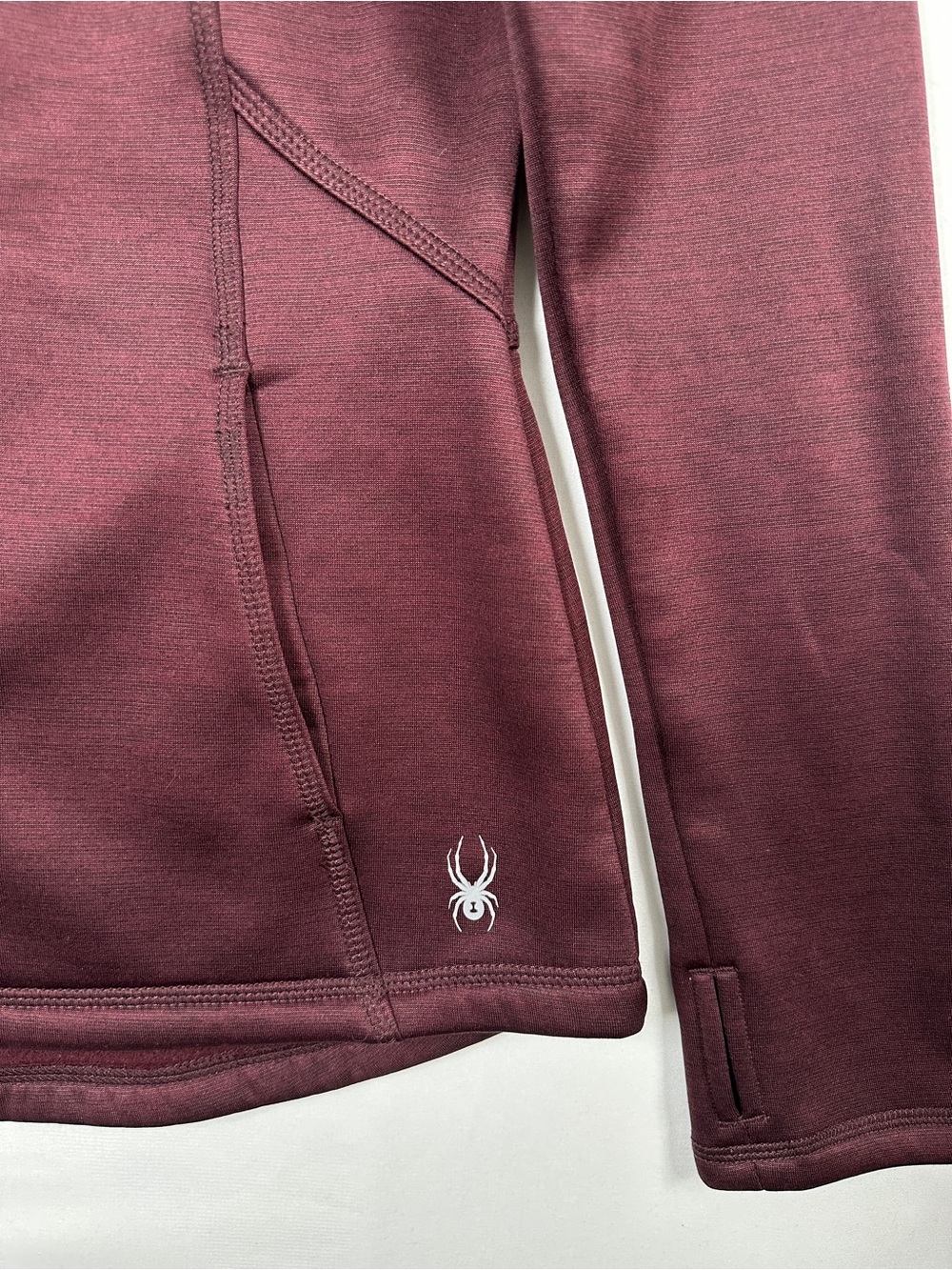 Spyder Performance Hoodie Jacket Burgundy Thumbhole Zip Up Size M - Picture 5 of 10